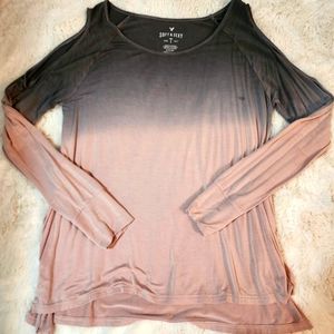 American Eagle Soft & Sexy Ombre Cold Shoulder Top